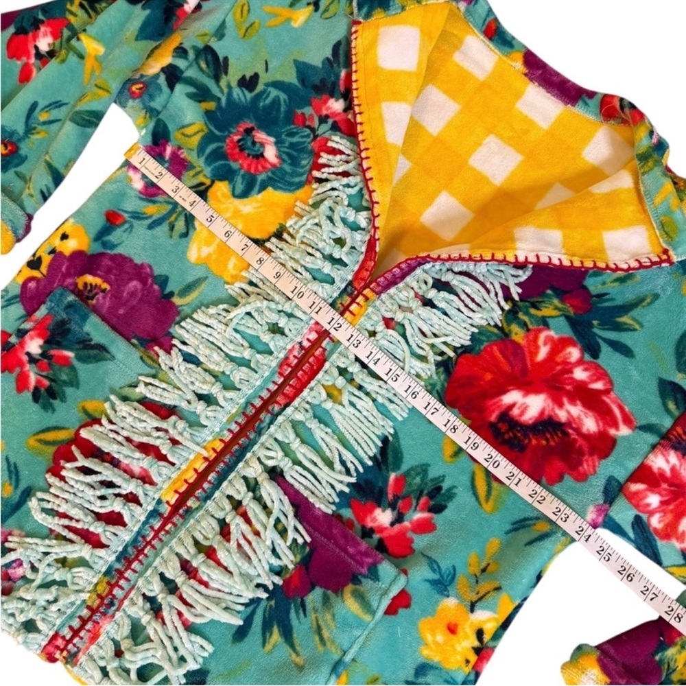 Pioneer Woman Upcycled Blanket Jacket Fringe Western - Picture 12 of 12